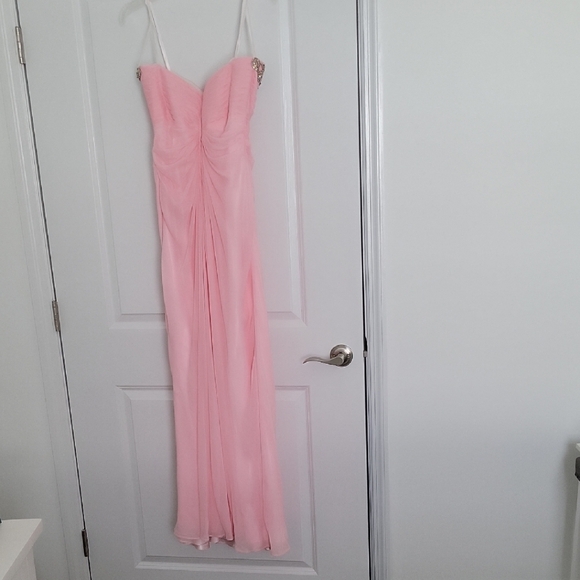La Femme Pink Embellished Gown with Sweetheart Neckline for Prom